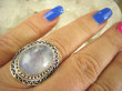 bpe6988 Niebiesko Chabrowa Egzotyczna piękność Pierścień Kamień Księżycowy r.21/ r.22 Srebro 925 # - 4
