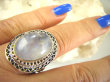 bpe6988 Niebiesko Chabrowa Egzotyczna piękność Pierścień Kamień Księżycowy r.21/ r.22 Srebro 925 # - 5