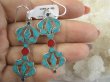 bke1235 Symbol niezniszczalności -VAJRA= Wadżra , Krzyż Dorje ,OCZYSZCZAJĄCY energię Barwne DŁUGIE 6.2 cm Duże a bardzo Lekkie Kolczyki inkrustowany TURKUS KORAL LAPIS LAZULI Srebro 925 Nepal - 4
