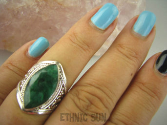 bpee3412 SZMARAGDOWY KLEJNOT - Piękny delikatny ażurowy Pierścień zielony Szmaragd Indyjski Szmaragdy r.16 Srebro 925 #