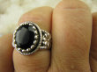 bpee3511 Przepiękny ZDOBIONY ażurowy Delikatny Pierścień Obrączka szlifowany Czarny ONYKS r.17 Srebro 925 # - 5