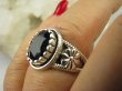 bpee3511 Przepiękny ZDOBIONY ażurowy Delikatny Pierścień Obrączka szlifowany Czarny ONYKS r.17 Srebro 925 # - 2