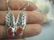 bkee789 LIŚĆ PAPROCI !!!! Długie 4.4 cm i LEKKIE Ażurowe Kolczyki czerwony Onyks Srebro 925 - 2