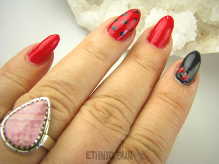 bpe9030 Śliczna Pastelowa KROPLA delikatny Pierścień Pierścionek Różowy RODOCHROZYT - kamień miłości r.19 Srebro 925 #