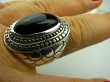 bpe4125 SKÓRA WĘŻA !!!! Biżuteria Orientalna - Niezwykły OKAZ Pierścień naturalny CZARNY ONYKS   r.17 Srebro 925 # - 4