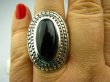 bpe4125 SKÓRA WĘŻA !!!! Biżuteria Orientalna - Niezwykły OKAZ Pierścień naturalny CZARNY ONYKS   r.17 Srebro 925 # - 5