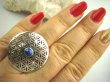 bpe4008 Obracający się KWIAT ŻYCIA - SILNY AMULET OCHRONNY !!!! Ażurowy Pierścień Lapis Lazuli  r.17 SREBRO 925 # - 3