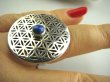 bpe4008 Obracający się KWIAT ŻYCIA - SILNY AMULET OCHRONNY !!!! Ażurowy Pierścień Lapis Lazuli  r.17 SREBRO 925 # - 7