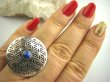 bpe4008 Obracający się KWIAT ŻYCIA - SILNY AMULET OCHRONNY !!!! Ażurowy Pierścień Lapis Lazuli  r.17 SREBRO 925 # - 9
