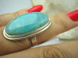 bpe6064 LAZUROWY AMAZONIT Klasyczny Pierścień Turkusowy Amazonit - Kamień Marzeń i realizacji r.14 lśniące Srebro 925 # - 6