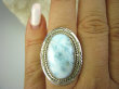 bpe8348 Pierścień Pierścionek RZADKI Anielski kamień Błękitny LARIMAR - stawy, serce, lęki , otwiera czakrę gardła r.18 Srebro 925 # - 3