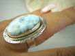 bpe8348 Pierścień Pierścionek RZADKI Anielski kamień Błękitny LARIMAR - stawy, serce, lęki , otwiera czakrę gardła r.18 Srebro 925 # - 4