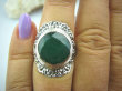 bpee2770  Ekskluzywny Pierścień zielony Szmaragd Indyjski Szmaragdy r.15 Srebro 925 # - 2