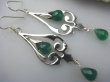 bkee771 NOWA KOLEKCJA !!!  Długie 7 cm Orientalne lekkie CUDOWNE  Kolczyki Zielony Onyks - SERCE, EGZEMY, PAMIĘĆ Srebro 925 - 7