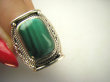 bpe9001 MALACHIT W ORIENTALNEJ OPRAWIE -  Pierścień Pierścionek MALACHIT - pobudza kreatywność r.15/ r.16 Srebro 925 # - 7