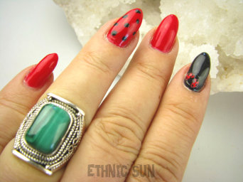 bpe9001 MALACHIT W ORIENTALNEJ OPRAWIE -  Pierścień Pierścionek MALACHIT - pobudza kreatywność r.15/ r.16 Srebro 925 #