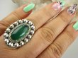 bpe9074 PIĘKNY OKAZ !!! Wyjatkowy Pierścień Pierścionek Zielony ONYKS regeneruje SERCE, EGZEMY, PAMIĘĆ r.18 Srebro 925 # - 2