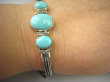 bb3102 PRZEPIĘKNA Elegancka Bardzo Wygodna Bransoleta z Naturalnymi Turkusami !!! Błękitny Turkus ARIZONA Turkusy Srebro 925 # - 4