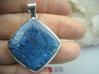 bwe2636 Piękna GALAKTYKA !!! Klasyczny Wisior naturalny niebieski AZURYT Srebro 925 #