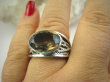 bpee3508 CUDOWNY KLEJNOT Piękny Pierścień Brązowy Kwarc Dymny - kamień antystresowy r.17 szeroka obrączka Srebro 925 # - 3