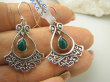 bke1113 Orientalne Uwodzicielki !!! Ażurowe Lekkie Kolczyki z Onyksami Zielony Onyks Srebro 925 - 2