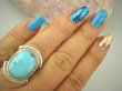 bpe8480 Niezwykły OKAZ Piękny Pierścień Pierścionek naturalny Błękitny TURKUS ARIZONA Turkusy r.17 egzotyczne Srebro 925 # - 2