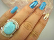 bpe8480 Niezwykły OKAZ Piękny Pierścień Pierścionek naturalny Błękitny TURKUS ARIZONA Turkusy r.17 egzotyczne Srebro 925 # - 5