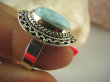 bpe6423  Pierścień Rzadki Błękitny Larimar (kamień Anielski ) - stawy, serce lęki, otwiera czakrę gardła r.18/ r.19 Srebro 925 # - 7
