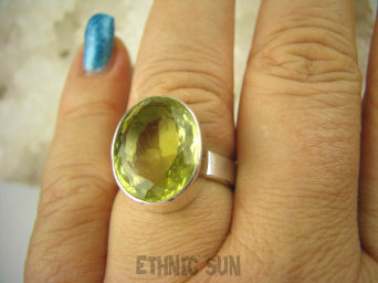 bpee3517 LŚNIĄCY KLEJNOT !! Piękny Pierścień Żółty CYTRYN LEMON  - OKAZ NAJWYŻSZA JAKOŚĆ KAMIENIA Cytryn - kamień antycukrzycowy r.17 Srebro 925 #