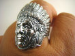 bpe3183 APACZ INDIANIN jak żywy - SYMBOL WIEDZY I MĄDROŚCI !!! Niezwykły DUŻY 3,4 cm Oksydowany Pierścień INDIANIN Cały ze Srebra r.16 Srebro 925 - 2