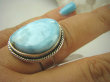 bpe6342 Anielski Pierścień Rzadki Błękitny Larimar (kamień Anielski ) - stawy, serce lęki, otwiera czakrę gardła r.19 Srebro 925 # - 4