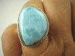 bpe6342 Anielski Pierścień Rzadki Błękitny Larimar (kamień Anielski ) - stawy, serce lęki, otwiera czakrę gardła r.19 Srebro 925 # - 5
