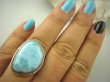bpe6342 Anielski Pierścień Rzadki Błękitny Larimar (kamień Anielski ) - stawy, serce lęki, otwiera czakrę gardła r.19 Srebro 925 # - 6