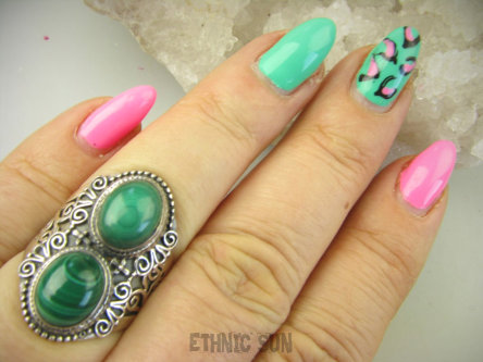 bpe8888 Biżuteria Egzotyczna !!! Pierścień Pierścionek MALACHIT - pobudza kreatywność r.16 szeroka obrączka Srebro 925 #