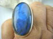bpe5893 Aksamitny Podłużny 19 g Pierścień Granatowy Niebieski Labradoryt Spektrolit r.17 Lśniące Srebro 925 # - 5