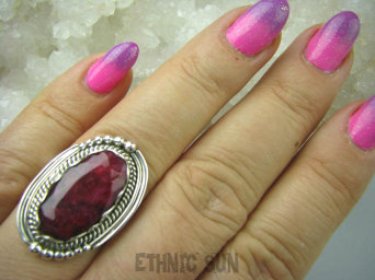 bpee2975 RUBINOWY CUDOWNY Pierścień Rubin Indyjski w orientalnej oprawie Rubiny r.17 Srebro 925 #
