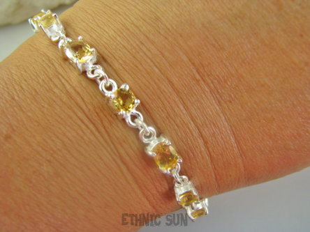 bb3836 ZŁOTA PIĘKNOŚĆ ! Delikatna Bransoleta Bransoletka ze złotymi  Cytrynami szlifowane Cytryny 10 sztuk Srebro 925 #