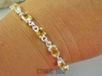 bb3836 ZŁOTA PIĘKNOŚĆ ! Delikatna Bransoleta Bransoletka ze złotymi  Cytrynami szlifowane Cytryny 10 sztuk Srebro 925 #