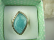 bpe6966 LAZUROWA AMAZONKA !!! Klasyczny Pierścień Amazonit - Kamień Marzeń i realizacji r.14 lśniące Srebro 925 # - 6