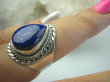 bpe5869 Egipska Piękność Pierścień Królewski Granatowy Lapis Lazuli r.15/ r.16 Srebro 925 # - 2