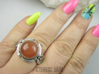 bpe9504 Biżuteria Orientalna Delikatna piękność śliczny Pierścień Pierścionek czerwony Onyks r.20 Srebro 925 #