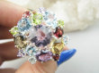 bpee4578 BOSKO PIĘKNA WIELOBARWNA ROZETA DUŻY OKAZ ! Pierścień Pierścionek naturalny Ametyst, Blue Topaz, Granaty, Kwarc Dymny, Oliwin, Cytryn r.22 SREBRO 925 # - 8