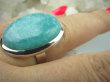 bpe5741 LAZUROWA AMAZONKA !!! CUDOWNY Klasyczny Pierścień Amazonit - Kamień Marzeń i realizacji r.18/ r.19 lśniące Srebro 925 # - 3