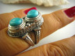 bpe3368 Cudny PIERŚCIEŃ Greckie wzory naturalny TURKUS - opiekun ciała i duszy turkusy r.15 Srebro 925 # - 4