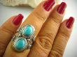 bpe3368 Cudny PIERŚCIEŃ Greckie wzory naturalny TURKUS - opiekun ciała i duszy turkusy r.15 Srebro 925 # - 6