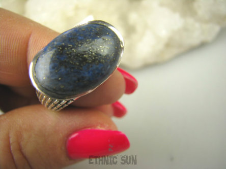 bpe6824 Kunsztowny Zdobiony Pierścień Lapis Lazuli - strażnik prawdy i mądrości r.19 Srebro 925 #