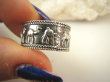bpe8723 wspaniała szeroka obrączka KARAWANA WIELBŁĄDÓW !!! Mocny Pierścień Oksydowana Obrączka z Wielbłądami Cały ze Srebra r.23/ r.24 SREBRO 925 # - 6