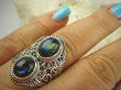 bpe6384 Biżuteria Orientalna - Egzotyczny Pierścień Labradoryt Spektrolit kamień Zorzy Polarnej r.21 Srebro 925 # - 3