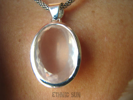 bwee1471 BOOOSKI aż 16 G Pastelowo - różowy KLEJNOT Wisior z Różowym Kwarcem Kwarc Różowy - kamień mocnego Czakra  Serca Srebro 925