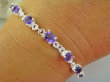 bb3843 PRZEPIĘKNA Delikatna Bransoleta Bransoletka Intensywnie Fioletowy Ametyst szlifowany 10 sztuk Srebro 925 # - 7